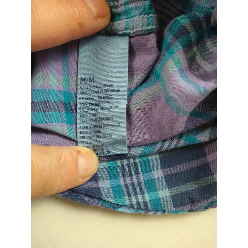 American Eagle Outfitters‎ Button Down Shirt Mens M Purple Plaid Athletic Fit...